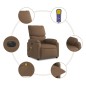 vidaXL Sillón reclinable de masaje eléctrico tela marrón