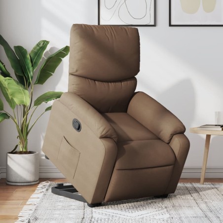 vidaXL Sillón reclinable elevable de tela marrón