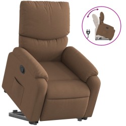 vidaXL Sillón reclinable elevable de tela marrón