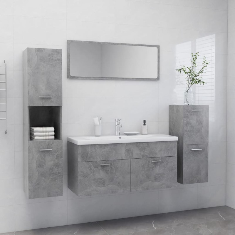 vidaXL Juego de muebles de baño madera de ingeniería gris hormigón vidaXL Juego de muebles de baño madera de ingeniería gris hormigón