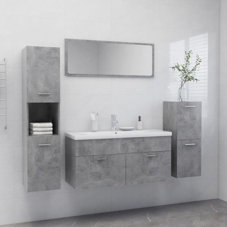 vidaXL Juego de muebles de baño madera de ingeniería gris hormigón