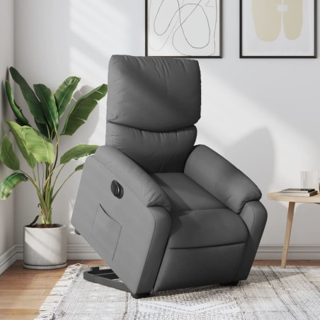 vidaXL Sillón eléctrico reclinable elevable de tela gris oscuro