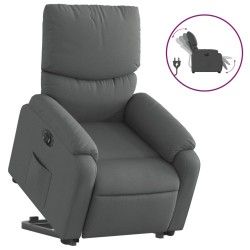 vidaXL Sillón eléctrico reclinable elevable de tela gris oscuro