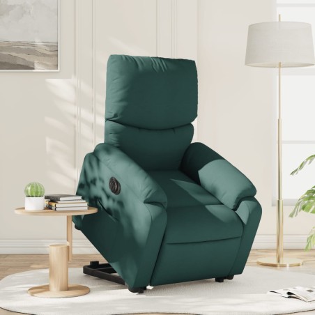 vidaXL Sillón eléctrico reclinable elevable de tela verde oscuro