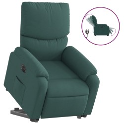 vidaXL Sillón eléctrico reclinable elevable de tela verde oscuro