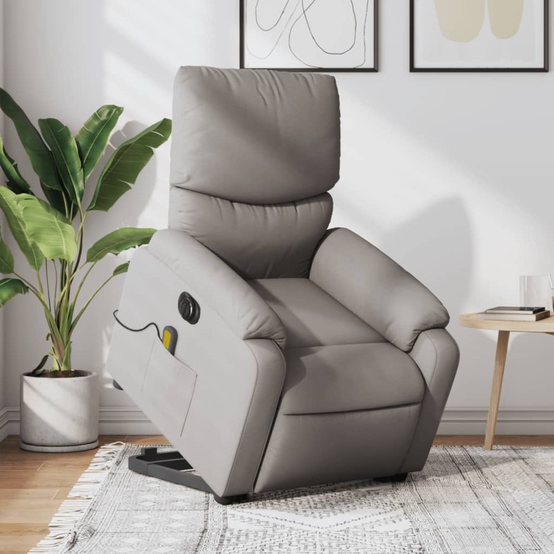 vidaXL Sillón de masaje eléctrico reclinable elevable tela taupé vidaXL Sillón de masaje eléctrico reclinable elevable tela taupé