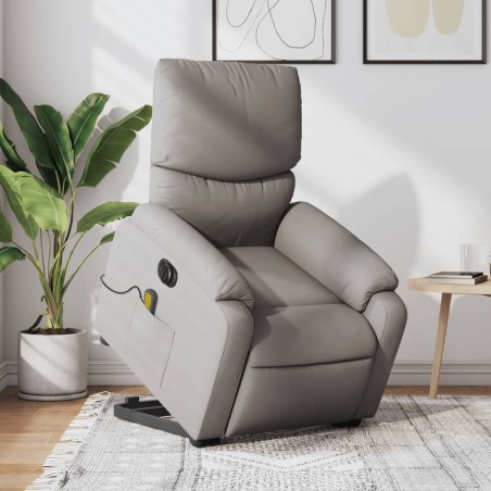 vidaXL Sillón de masaje eléctrico reclinable elevable tela taupé