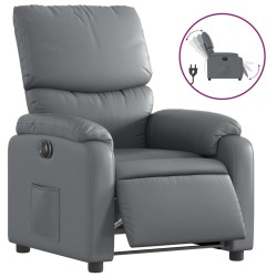 vidaXL Sillón reclinable eléctrico de cuero sintético gris