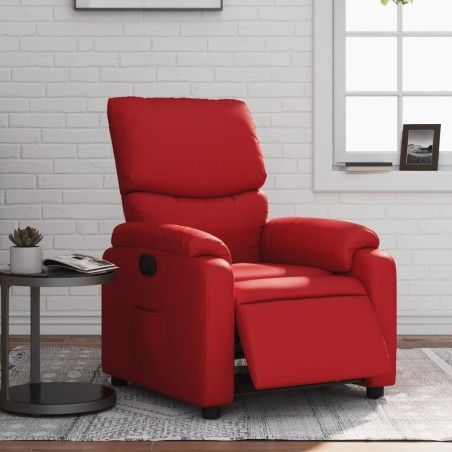 vidaXL Sillón reclinable eléctrico de cuero sintético rojo