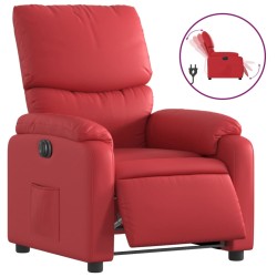 vidaXL Sillón reclinable eléctrico de cuero sintético rojo