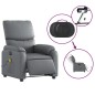 vidaXL Sillón de masaje reclinable eléctrico cuero sintético gris vidaXL Sillón de masaje reclinable eléctrico cuero sintético gris