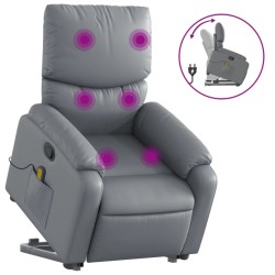 vidaXL Sillón reclinable de masaje de pie cuero artificial gris