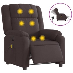 vidaXL Sillón reclinable de masaje eléctrico tela marrón oscuro