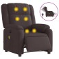 vidaXL Sillón reclinable de masaje eléctrico tela marrón oscuro vidaXL Sillón reclinable de masaje eléctrico tela marrón oscuro