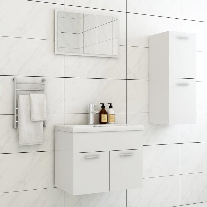 vidaXL Juego de muebles de baño madera de ingeniería blanco vidaXL Juego de muebles de baño madera de ingeniería blanco