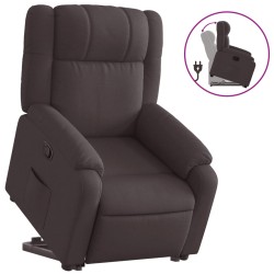 vidaXL Sillón reclinable elevable tela marrón oscuro