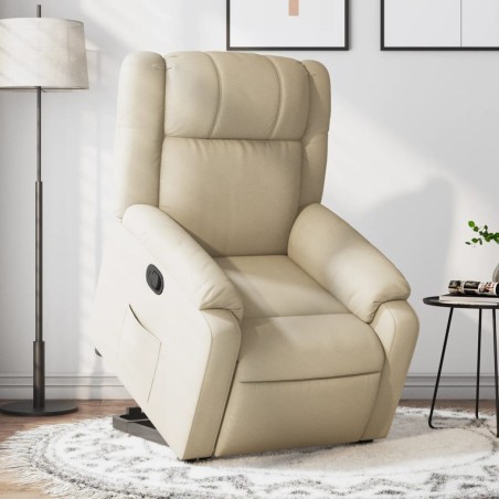 vidaXL Sillón reclinable elevable de tela color crema
