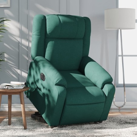 vidaXL Sillón eléctrico reclinable elevable de tela verde oscuro