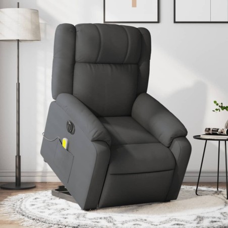 vidaXL Sillón de masaje eléctrico reclinable elevable tela gris oscuro