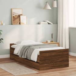 vidaXL Estructura de cama con cajones roble marrón 100x200 cm