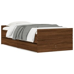 vidaXL Estructura de cama con cajones roble marrón 100x200 cm
