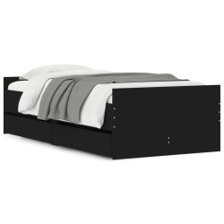 vidaXL Estructura de cama con cajones negro 90x200 cm
