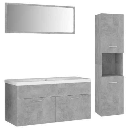 vidaXL Juego de muebles de baño madera de ingeniería gris hormigón