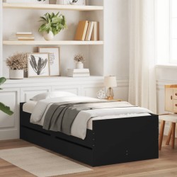 vidaXL Estructura de cama con cajones negro 75x190 cm