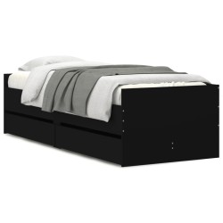vidaXL Estructura de cama con cajones negro 75x190 cm