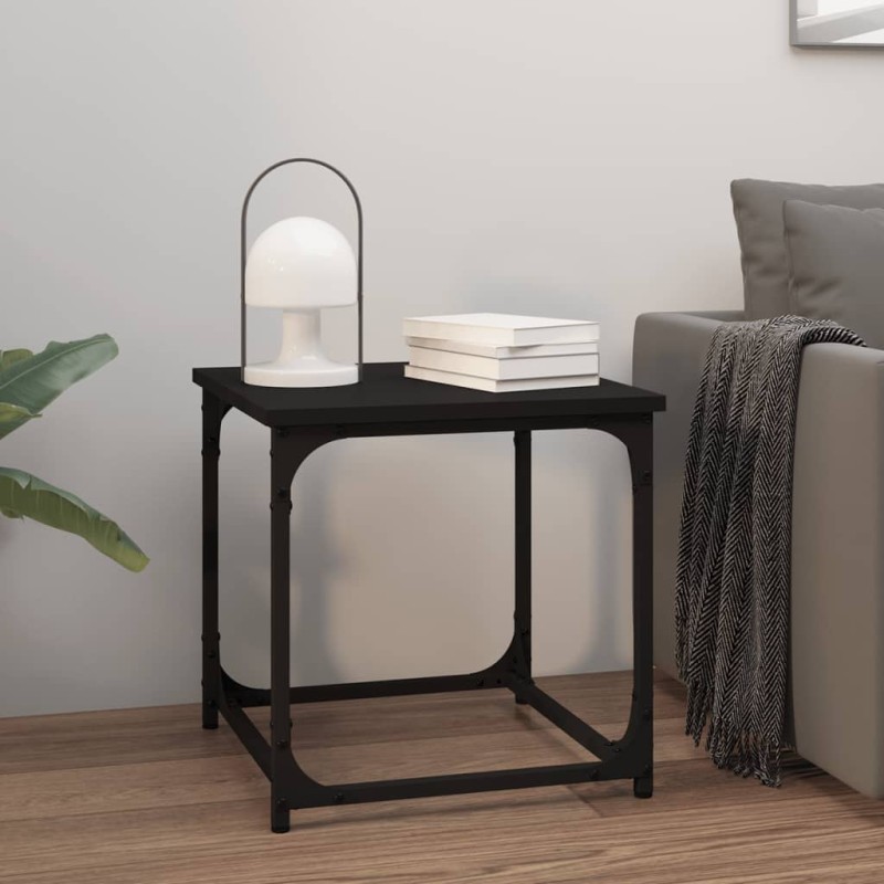 vidaXL Mesa auxiliar de madera contrachapada negro 40x40x40 cm