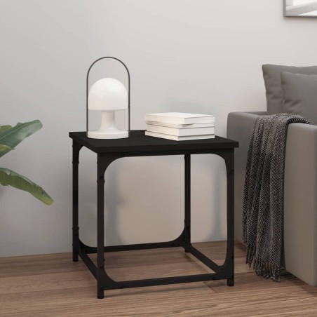 vidaXL Mesa auxiliar de madera contrachapada negro 40x40x40 cm