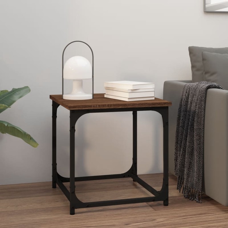 vidaXL Mesa auxiliar de madera contrachapada marrón roble 40x40x40 cm vidaXL Mesa auxiliar de madera contrachapada marrón roble 40x40x40 cm