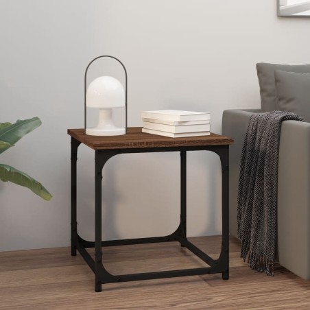 vidaXL Mesa auxiliar de madera contrachapada marrón roble 40x40x40 cm