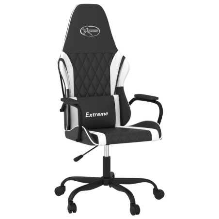 vidaXL Silla gaming de masaje cuero sintético negro y blanco