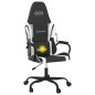 vidaXL Silla gaming de masaje cuero sintético negro y blanco vidaXL Silla gaming de masaje cuero sintético negro y blanco