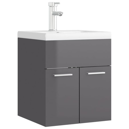 vidaXL Mueble con lavabo aglomerado gris brillante