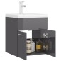 vidaXL Mueble con lavabo aglomerado gris brillante vidaXL Mueble con lavabo aglomerado gris brillante