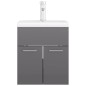 vidaXL Mueble con lavabo aglomerado gris brillante vidaXL Mueble con lavabo aglomerado gris brillante