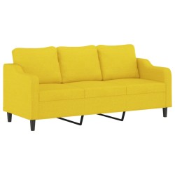 vidaXL Sofá de 3 plazas de tela amarillo claro 180 cm