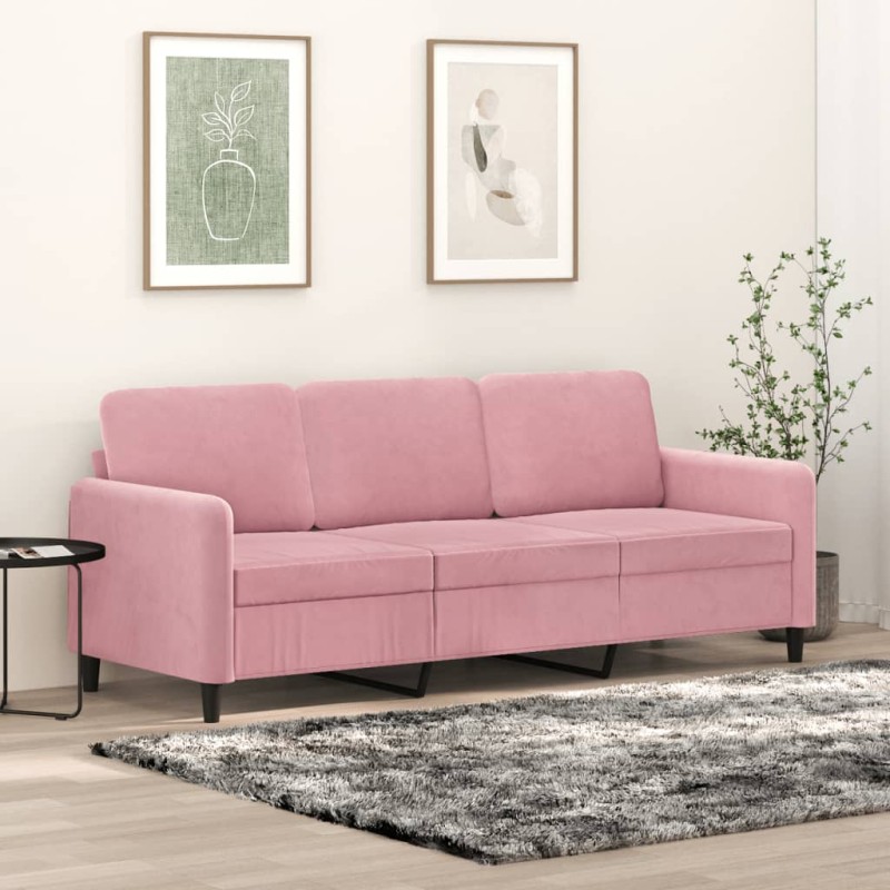 vidaXL Sofá de 3 plazas terciopelo rosa 180 cm vidaXL Sofá de 3 plazas terciopelo rosa 180 cm