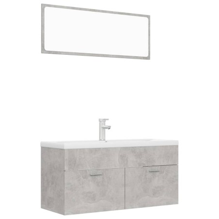 vidaXL Juego de muebles de baño madera de ingeniería gris hormigón
