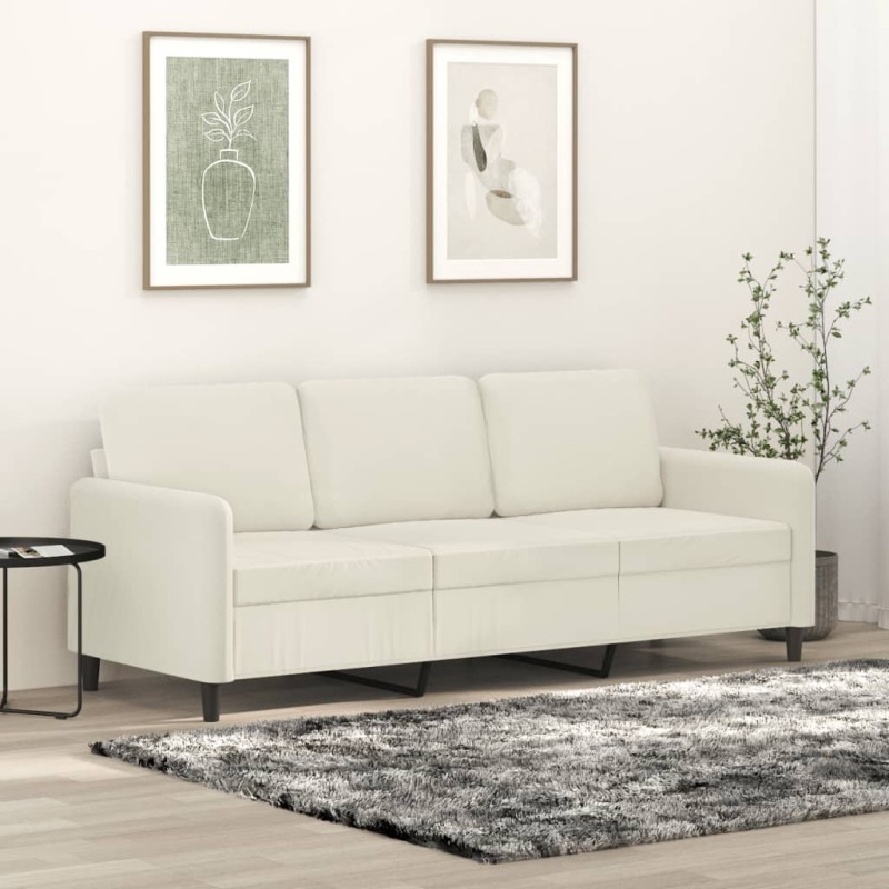vidaXL Sofá de 3 plazas terciopelo color crema 180 cm vidaXL Sofá de 3 plazas terciopelo color crema 180 cm