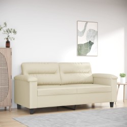 vidaXL Sofá de 2 plazas de cuero sintético color crema 140 cm