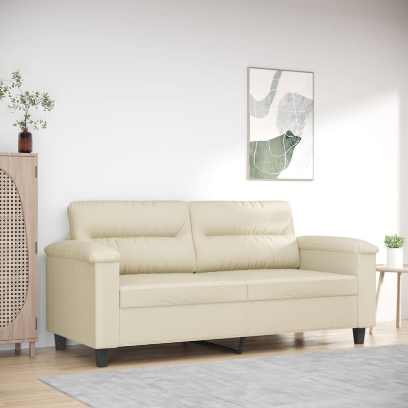 vidaXL Sofá de 2 plazas de cuero sintético color crema 140 cm vidaXL Sofá de 2 plazas de cuero sintético color crema 140 cm