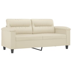 vidaXL Sofá de 2 plazas de cuero sintético color crema 140 cm