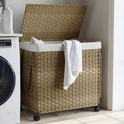 vidaXL Cesto para ropa sucia con ruedas ratán 60x35x60,5 cm
