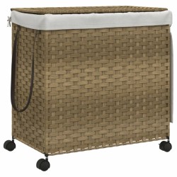 vidaXL Cesto para ropa sucia con ruedas ratán 60x35x60,5 cm