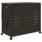 vidaXL Cesto de ropa sucia con ruedas ratán marrón oscuro 66x35x60 cm