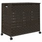 vidaXL Cesto de ropa sucia con ruedas ratán marrón oscuro 66x35x60 cm