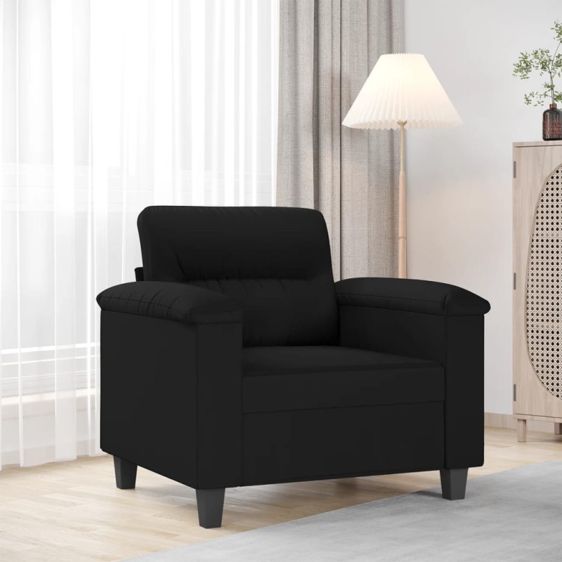 vidaXL Sillón de tela de microfibra negro 60 cm vidaXL Sillón de tela de microfibra negro 60 cm